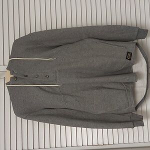 Men's Muttonhead Gray Hooded Henley Sweatshirt with Drawstring